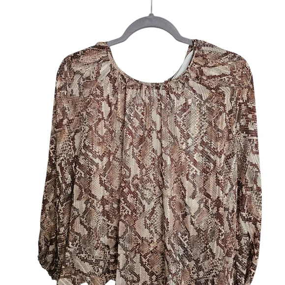 Parker Brown and Tan Snake Print Blouse - Picture 5 of 7